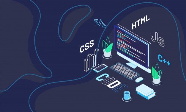 Programmer desk_ _ Premium Vector